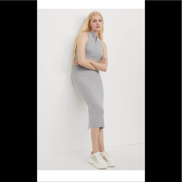 H&M RIBBED ZIPPERED COLLAR DRESS | size: XL - Picture 1 of 5